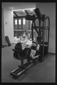 Photographs of Pratt Pool and people exercising in the Alumni Gym, 1996 December