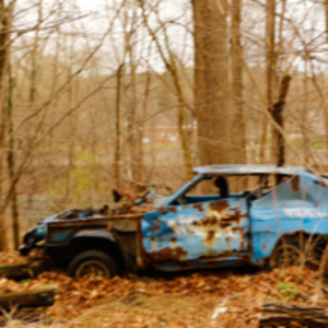 Car along the bike trail