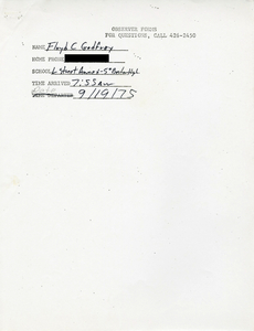 Citywide Coordinating Council daily monitoring report for South Boston High School's L Street Annex by Floyd C. Godfrey, 1975 September 19