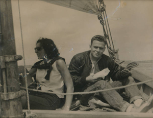 Hugh and Arlene in the bow of the whaleboat