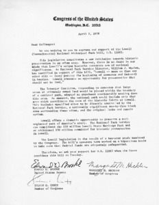 Letter to Colleague from Edward W. Brooke, Margaret M. Heckler, Silvio O. Conte.