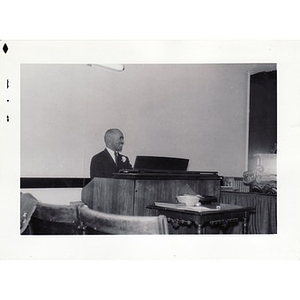 Laymon Hunter smiles as he plays an electronic organ