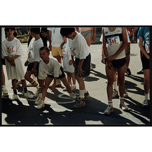 Boys prepare to run the Battle of Bunker Hill Road Race