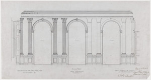 Dining room elevation, west, 3/4 inch scale, residence of E. H. G. Slater, "Hopedene", Newport, R.I., (1898) 1902-3.