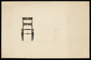 "Chair Painted Black with Decoration in Color and Gold"