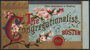 Trade card for The Congregationalist and Boston recorder, Boston, Mass., 1883