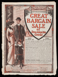 Great bargain sale of seasonable goods, The Charles William Stores, New York, New York