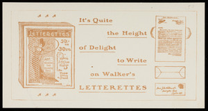 Sheet for Walker's Letterettes, John Walker & Co., Farringdon House, London, England, undated