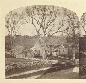 Exterior view from stereo view, Coffin House, Newbury, Mass.