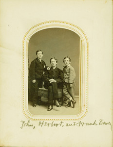 Group studio portrait of John, Herbert, and Frank Bowen, location unknown