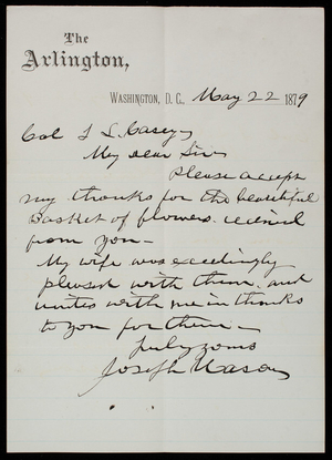 Joseph Mason to Thomas Lincoln Casey, May 22, 1879