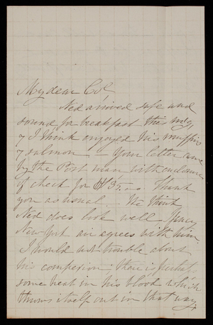 Alice W. Babcock to Thomas Lincoln Casey, December 1, 1884