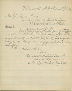 Letter from Benjamin Smith Lyman to Charles Warren Hunt