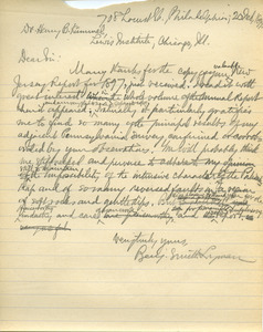 Letter from Benjamin Smith Lyman to Henry B. Kümmel