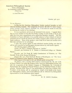 Letter from the American Philosophical Society to Benjamin Smith Lyman