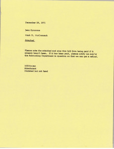 Memorandum from Mark H. McCormack to Jean Symmons
