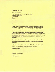 Letter from Mark H. McCormack to Jose Fornos Rodrigues