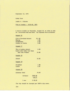 Memorandum from Judy Chilcote to Kathy Hess