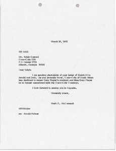 Letter from Mark H. McCormack to Ralph Garrard