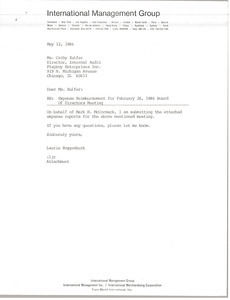 Letter from Laurie Roggenburk to Cathy Zulfer