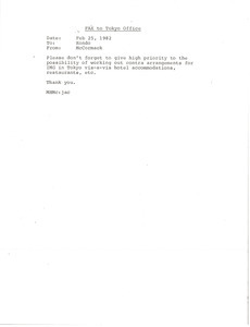 Fax from Mark H. McCormack to Kondo