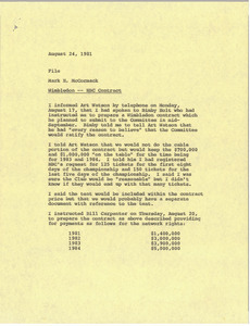 Memorandum from Mark H. McCormack concerning Wimbledon and the NBC contract
