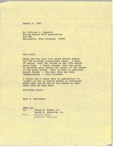 Letter from Mark H. McCormack to William C. Campbell