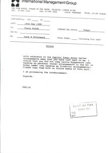 Fax from Mark H. McCormack to Kazuo Kondo