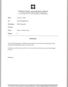 Fax from Mark H. McCormack to Laurie Roggenburk