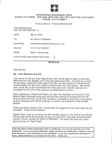 Fax from Mark H. McCormack to Bruce P. Rappaport