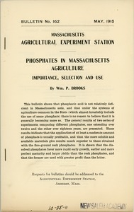 Bulletin for the Massachusetts agricultural experiment station: phosphates in Massachusetts agriculture