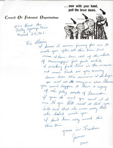 Letter from James Stevenson to Gloria Xifaras Clark