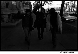 Rico (Richard Wizansky), Jeff Warner, and Verandah Porche prancing down the street