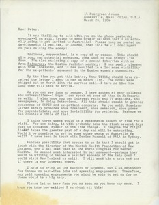 Letter from Judi Chamberlin to Peter Arrowsmith