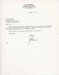 Letter from Judi Chamberlin to Ann Loder