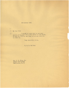 Letter from W. E. B. Du Bois to W. R. Ming, Jr.