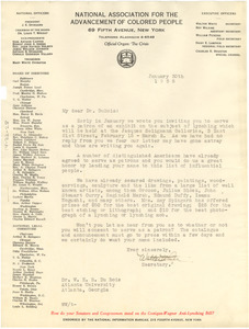 Letter from National Association for the Advancement of Colored People to W. E. B. Du Bois