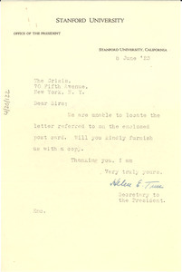 Letter from Helen True to W. E. B. Du Bois