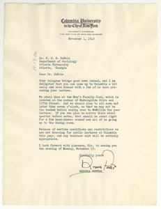 Letter from Columbia University to W. E. B. Du Bois