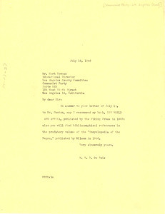 Letter from W. E. B. Du Bois to Communist Party of Los Angeles County