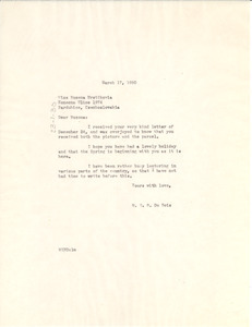Letter from W. E. B. Du Bois to Růžena Mrstikovia
