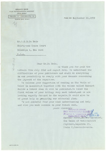 Letter from Union of Anti-Fascist Fighters to W. E. B. Du Bois
