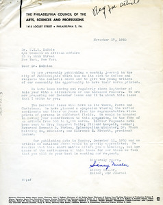 Letter from Philadelphia Council of the Arts, Sciences and Professions to W. E. B. Du Bois