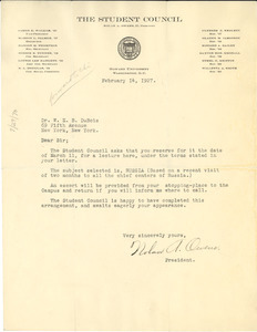Letter from Nolan A. Owens to W. E. B. Du Bois