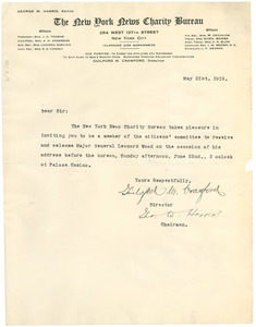 Letter from New York News Charity Bureau to W. E. B. Du Bois