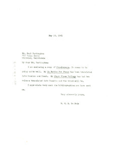 Letter from W. E. B. Du Bois to Paul Partington