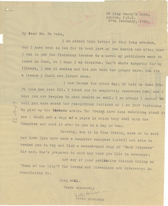 Air letter from Peter Abrahams to W. E. B. Du Bois