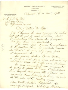 Letter from Philippe Boden to W. E. B. Du Bois