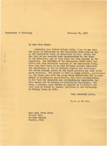 Letter from W. E. B. Du Bois to Anna Vivian Brown