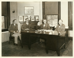 Kenyon L. Butterfield in group portrait with Presidents Edward M. Lewis, Hugh P. Baker,and Roscoe W. Thatcher